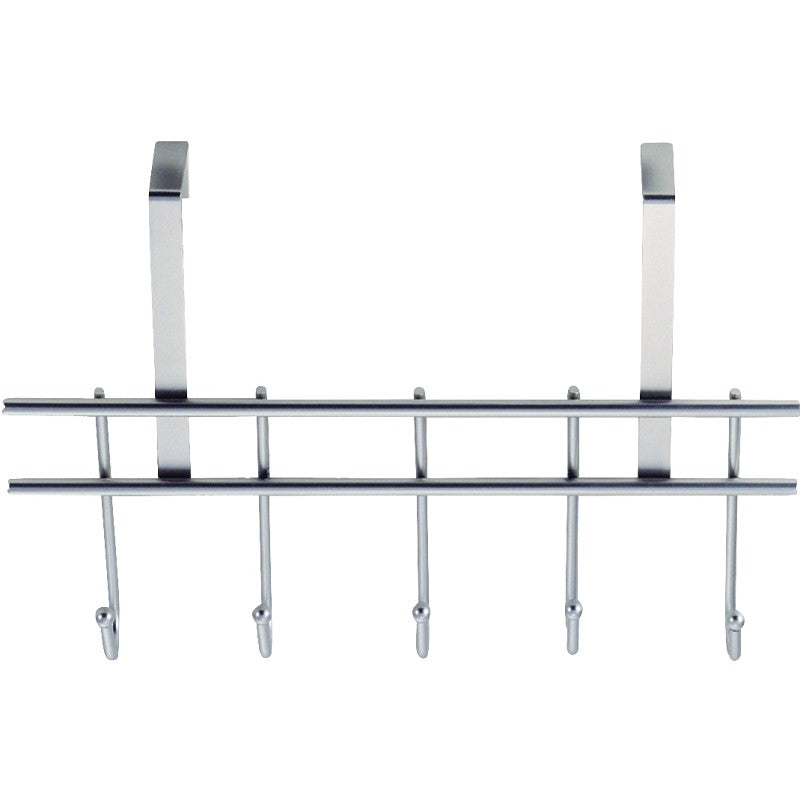 Simple Spaces HK07-CH Door Garment Hook, Each Hook: 4.8 lb, 5-Hook, Steel, Chrome, Hanging Mounting
