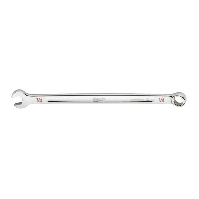 Milwaukee 45-96-9408 Combination Wrench, SAE, 1/4 in Head, 5.04 in L, 12-Point, Steel, Chrome, Ergonomic, I-Beam Handle