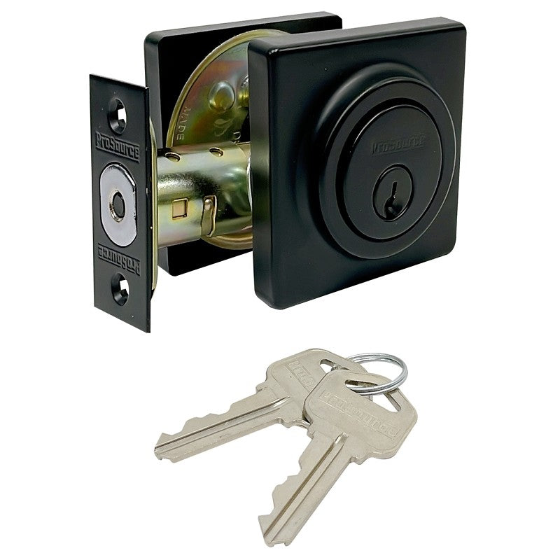 ProSource DD9 Series DD9X91-SP5V24 Deadbolt, 3 Grade, Brass Key , Metal, Matte Black, 2-3/8, 2-3/4 in Backset (Pack of 3)