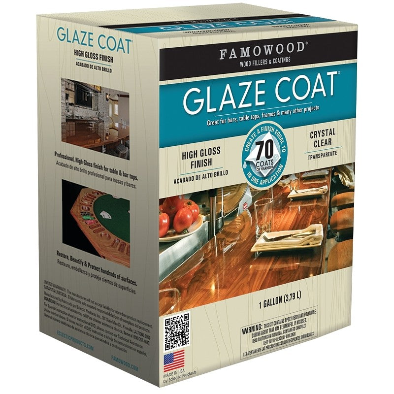 Famowood 5050110 Glaze Epoxy Coating, Liquid, Slight, Clear, 1 gal, Container (Pack of 2)