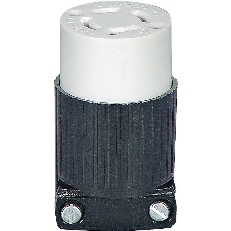 Eaton Wiring Devices L1420C Twist Lock Connector, 3 -Pole, 20 A, 125/250 V, NEMA: NEMA L14-20, Black/White