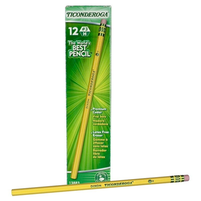 TICONDEROGA 13883 Pencil, Medium Hard Lead, Wood Barrel (Pack of 6)