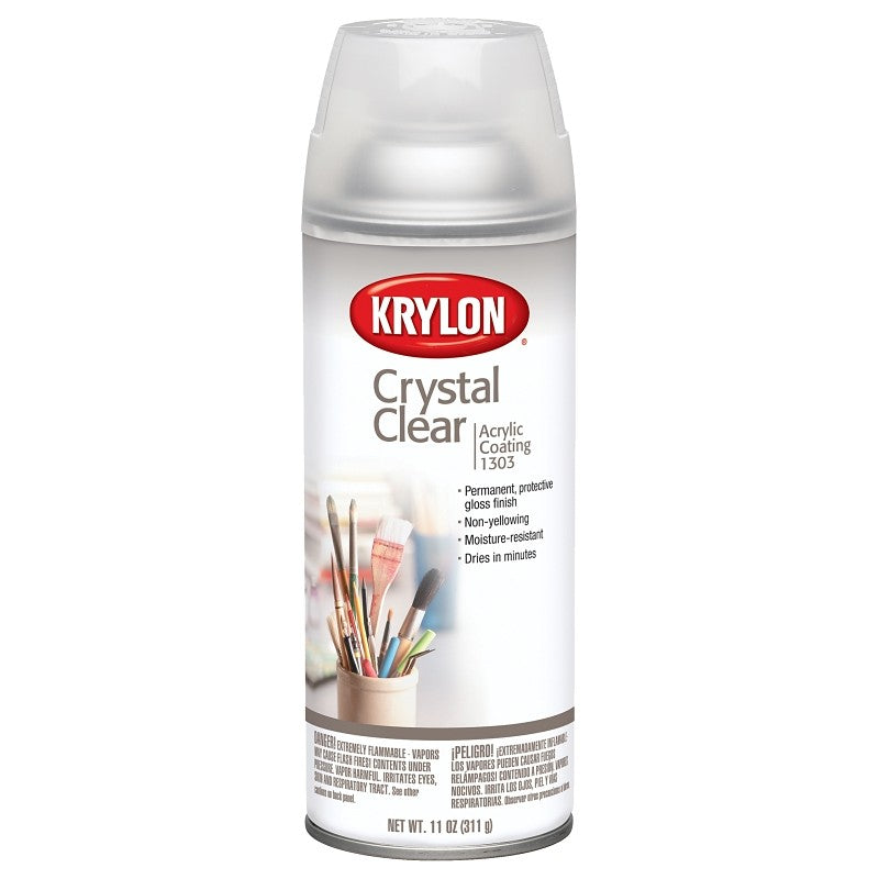 Krylon K01303007 Spray Paint, 11 oz Can, 15 to 18 sq-ft Coverage Area, Lacquer Base, Gloss, Crystal Clear