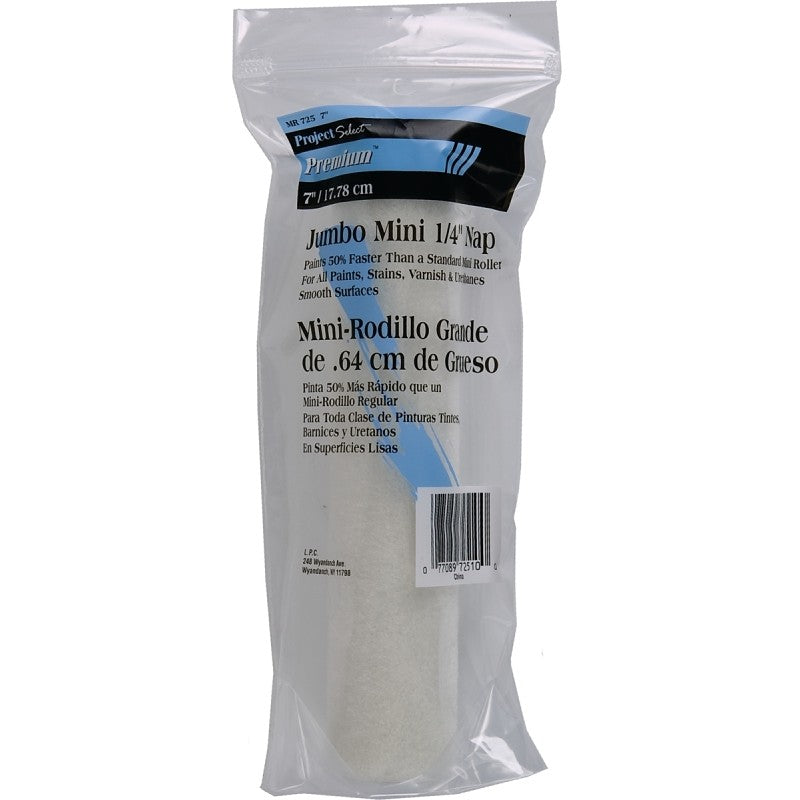 Linzer MR725 Paint Roller Cover, 1/4 in Thick Nap, 6-1/2 in L, Woven Fabric Cover, White