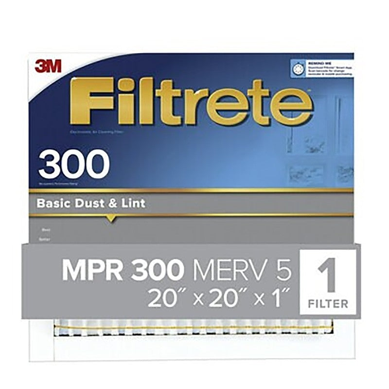 Filtrete 302-4 Air Filter, 20 in L, 20 in W, 5 MERV, 300 MPR, Synthetic Frame (Pack of 4)