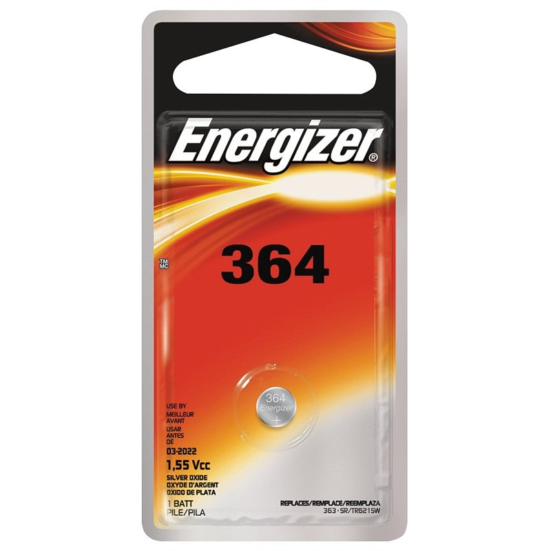 Energizer 364BPZ Button Cell Battery, 1.5 V Battery, 18 mAh, 364 Battery, Silver Oxide (Pack of 6)