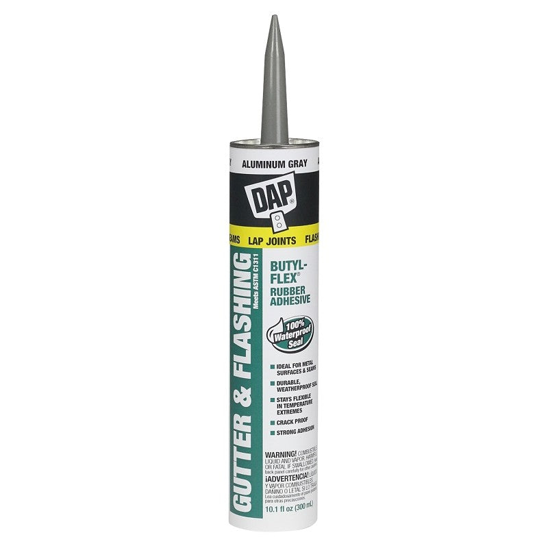 DAP Butyl-Flex 18188 Gutter and Flashing Sealant, Gray, Paste, 10.1 fl-oz Cartridge (Pack of 12)