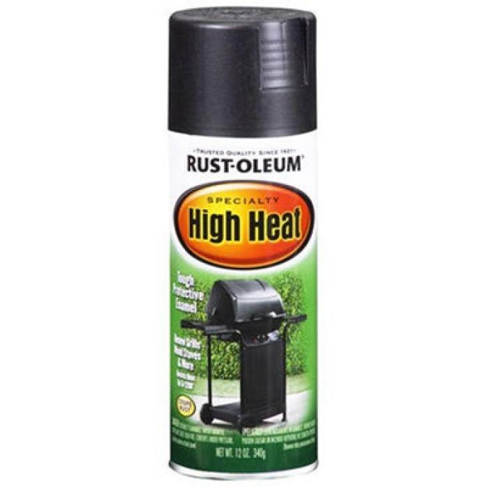 Rust-Oleum 7778830 High Heat Spray Paint, Flat, Barbecue Black, 12 oz Can, Oil