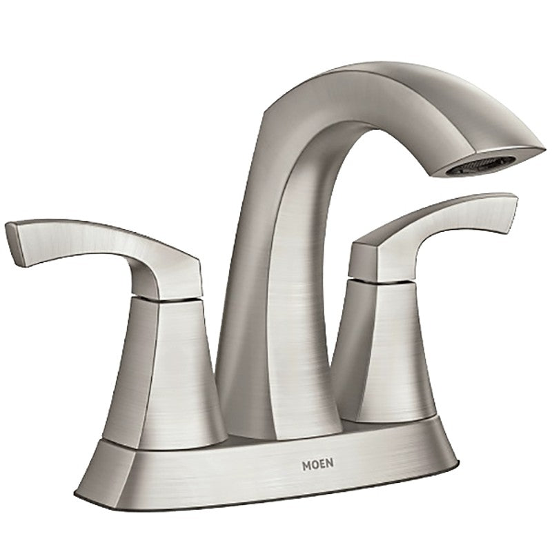 Moen Lindor Series 84506SRN Centerset Bathroom Faucet, 1.2 gpm, 2-Handle, 3-Faucet Hole, Metal, Brushed Nickel