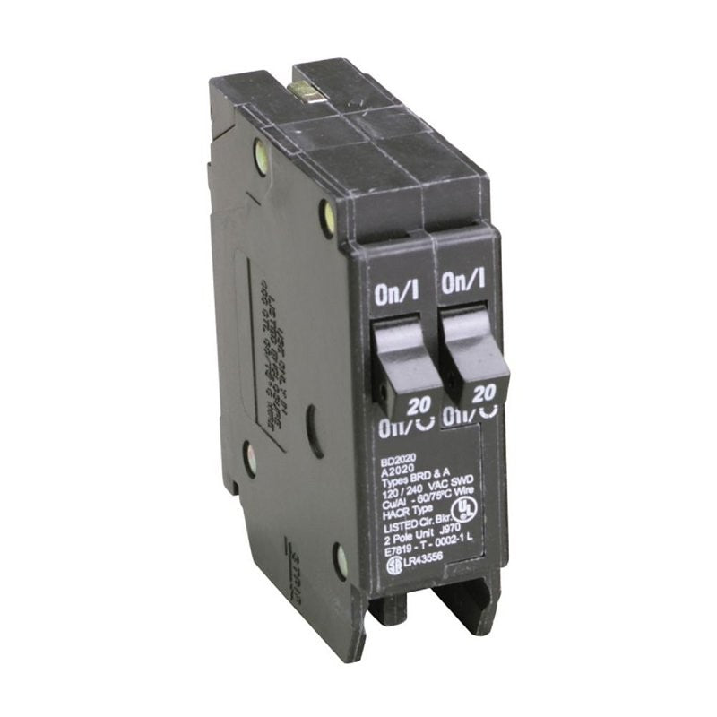 Cutler-Hammer BD2020 Circuit Breaker with Rejection Tab, Duplex, Type BD, 20 A, 1 -Pole, 120 V, Instantaneous Trip