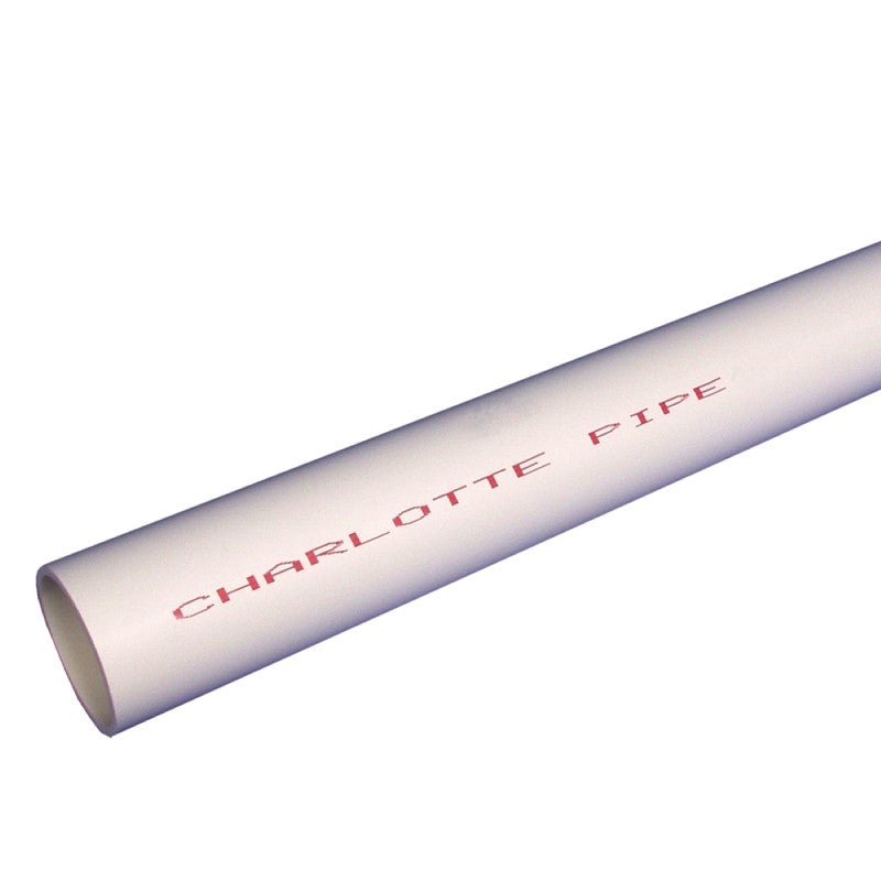 Charlotte Pipe PVC 4005 1000H Pipe, 1/2 in, 5 ft L, SCH 40 Schedule, PVC, White