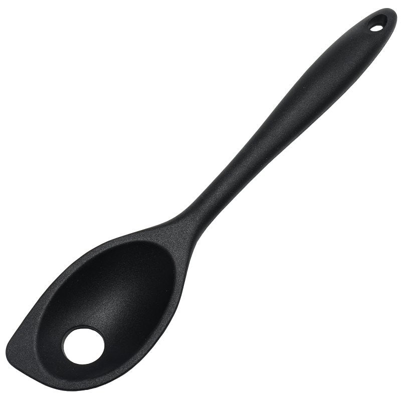 Chef Craft Premium Series 13631 Mixing Spoon, 11 in OAL, Silicone/Steel, Black