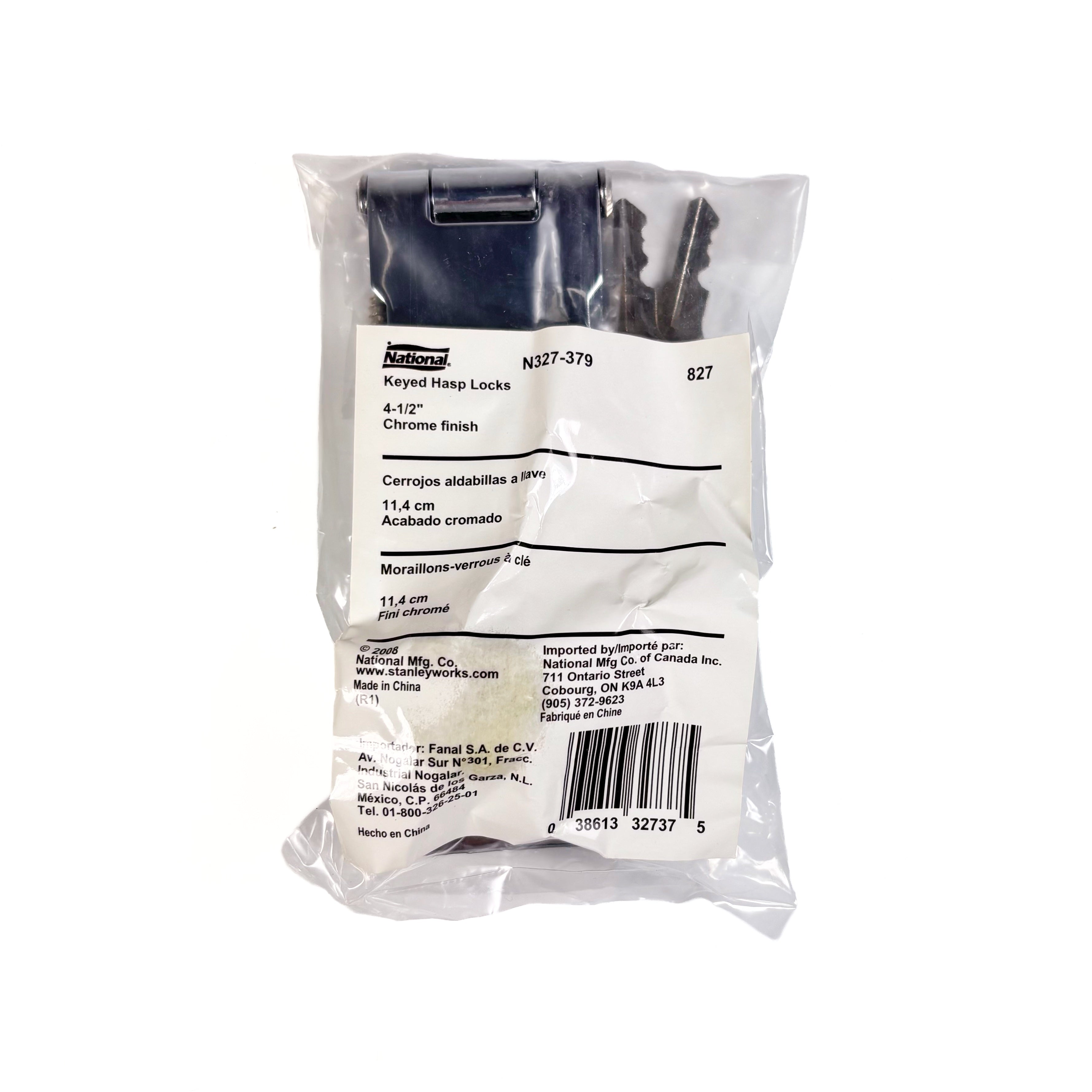 Keyed Hasp Lock 4-1/2 Inch Chrome Plated