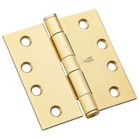 Commercial Door Hinge 4 Inch Square Non-Removable Pin Satin Brass