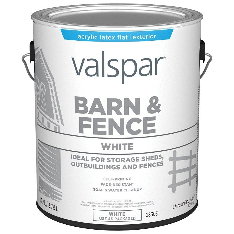 Valspar 018.3121-70.007 Barn and Fence Paint, White, 1 gal (Pack of 4)