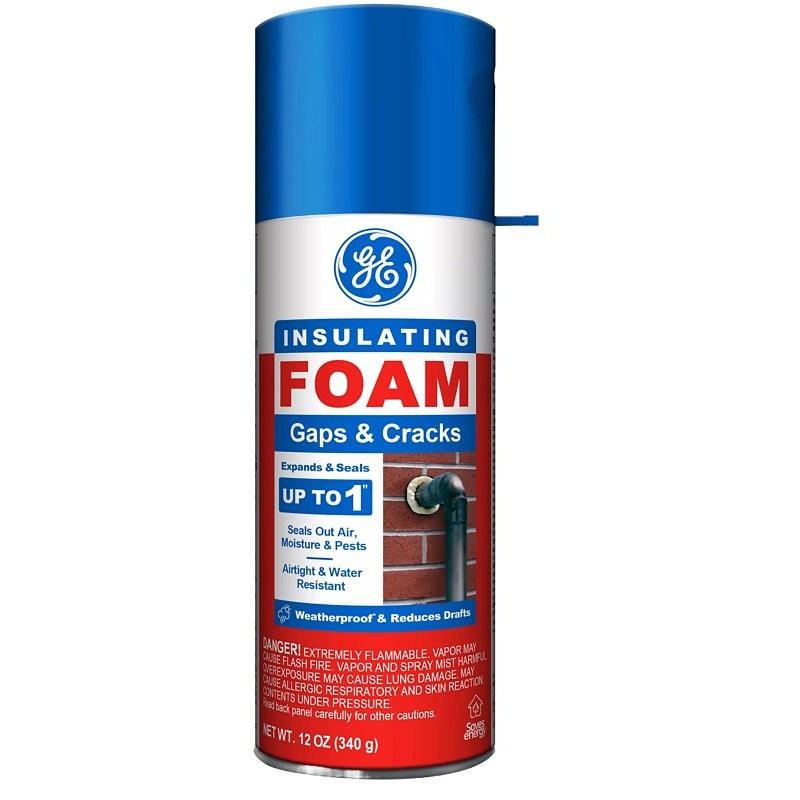 GE Gaps and Cracks 2844271 Insulating Foam, White, 7 to 10 min Functional Cure, 12 fl-oz Aerosol Can (Pack of 12)
