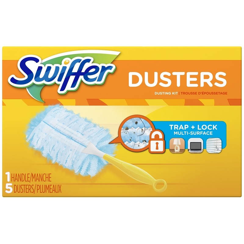 Swiffer 11804 Duster Starter Kit, Fiber Head, Plastic Handle, 6 in L Handle