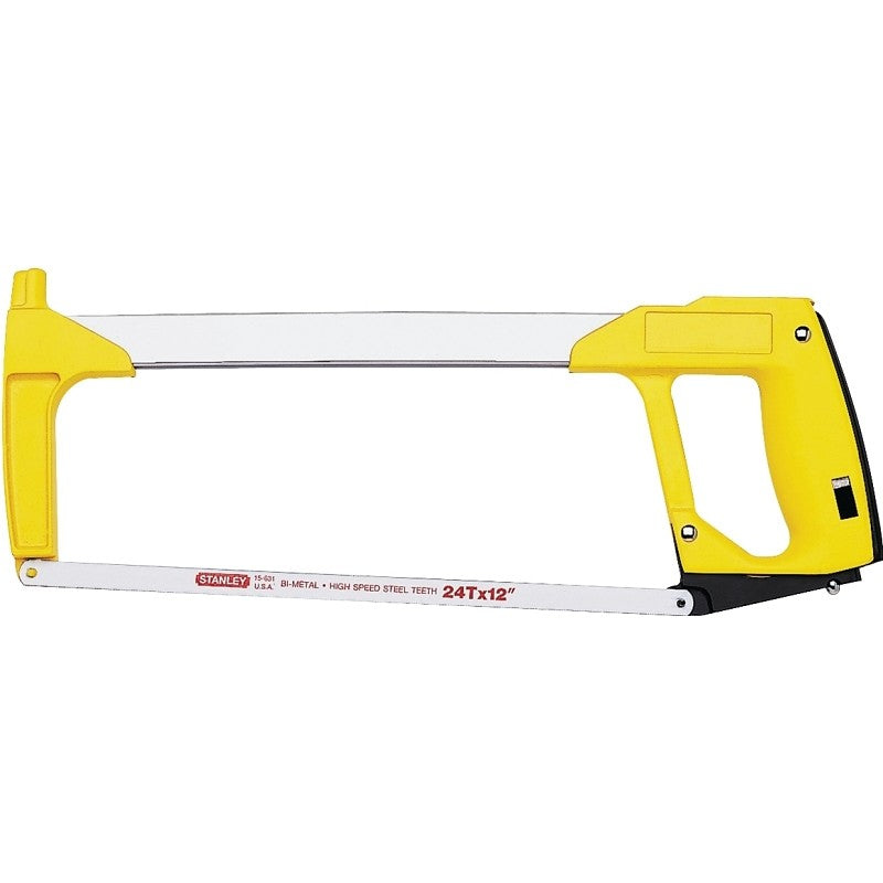 STANLEY 15-113 Hacksaw, 12 in L Blade, 24 TPI, 3-7/8 in D Throat, Plastic/Rubber Handle
