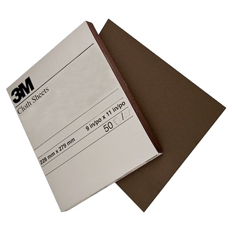 3M 02431 Sandpaper Sheet, 11 in L, 9 in W, Fine, Aluminum Oxide Abrasive, Cloth Backing (Pack of 50)