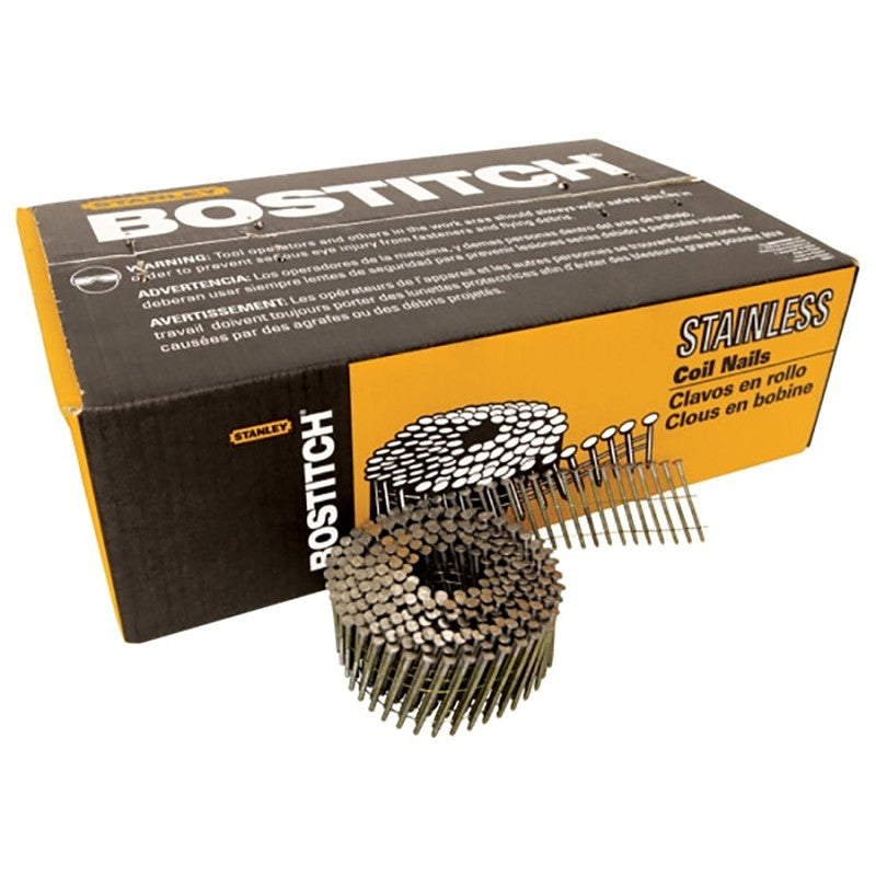 Bostitch C5R90BDSS-316 Series Siding Nail, Wire Coil Collation, 1-3/4 in L, Stainless Steel, Ring Shank