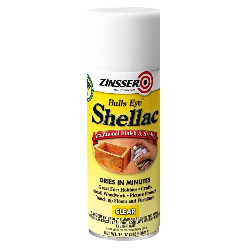 Zinsser 00408 Shellac, Mid-Tone, Clear, Liquid, 12 oz, Can (Pack of 6)