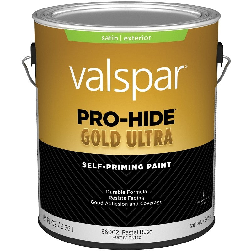 Valspar Pro-Hide Gold Ultra 6600 028.0066002.007 Latex Paint, Acrylic Base, Satin Sheen, Pastel Base, 1 gal (Pack of 4)