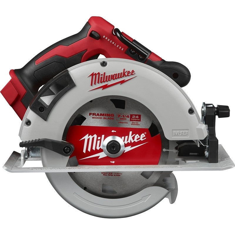Milwaukee 2631-20 Circular Saw, Tool Only, 18 V, 5 Ah, 7-1/4 in Dia Blade, 50 deg Bevel, 1-7/8, 2-1/2 in D Cutting