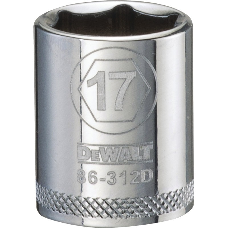 DEWALT DWMT86312OSP Hand Socket, 17 mm Socket, 3/8 in Drive, 6-Point, Vanadium Steel, Polished Chrome