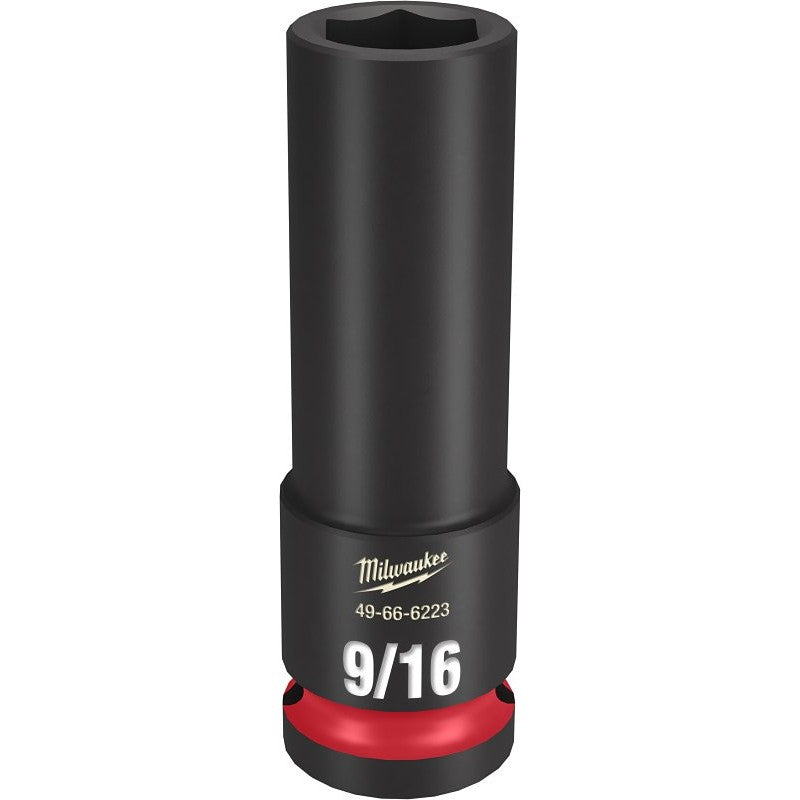 Milwaukee SHOCKWAVE Impact Duty Series 49-66-6223 Deep Impact Socket, 9/16 in Socket, 1/2 in Drive, Square Drive
