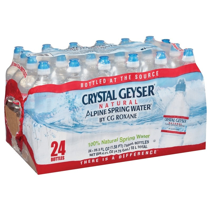 Crystal Geyser 24772-1 Alpine Spring Water, 25.3 fl-oz Bottle (Pack of 24)