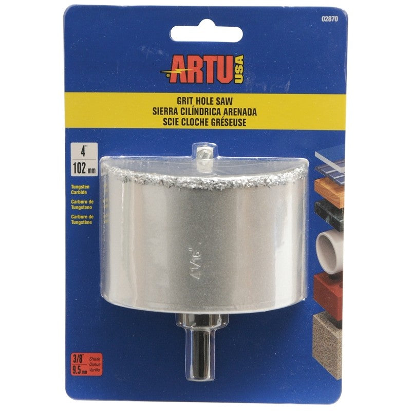 ARTU 02870 Hole Saw, 4 in Dia, 2-1/4 in D Cutting, 5/8-18 Arbor, Tungsten Carbide Cutting Edge