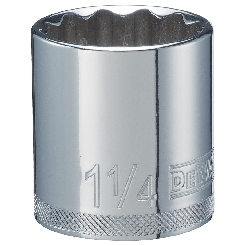 DEWALT DWMT86474OSP Hand Socket, 1-1/4 in Socket, 1/2 in Drive, 12-Point, Vanadium Steel, Polished Chrome