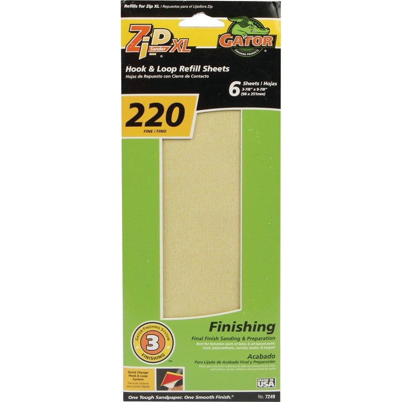 Gator 7249 Refill Sanding Sheet, 220 Grit, Extra Fine, Aluminum Oxide Abrasive