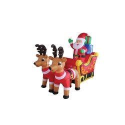 Santas Forest 93022 Inflatable Santa Sleigh, 4 ft H, Polyester, Multi-Color, Internal Light