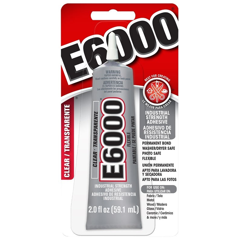 E6000 237032 Craft Adhesive, 2 oz, Tube, Clear (Pack of 6)