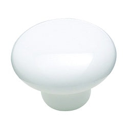 Contemporary 1-1/2 Inch Round Ceramic Cabinet Knob White