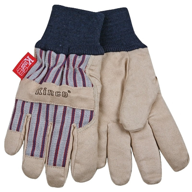 Kinco 1927KW-Y Protective Gloves with Knit Wrist, Tan, Wing Thumb, Knit Wrist
