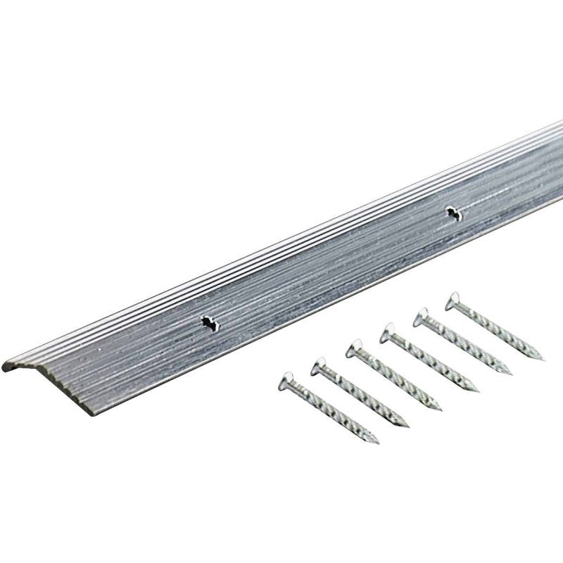 M-D 78089 Carpet Trim, 72 in L, 7/8 in W, Fluted Surface, Aluminum, Silver