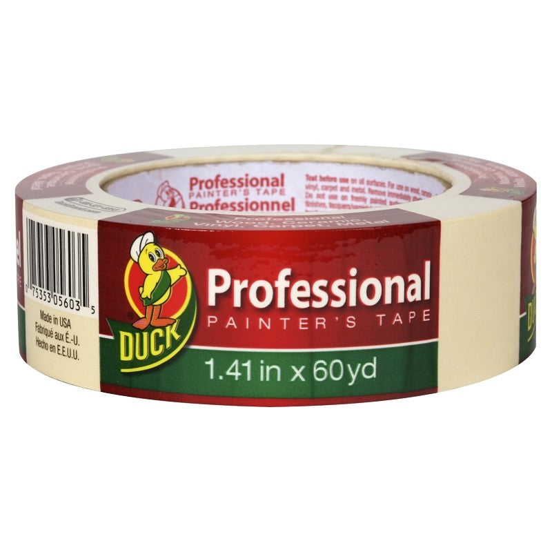 Duck 1362489 Painter's Tape, Professional-Grade, 60 yd L, 1.41 in W, Beige