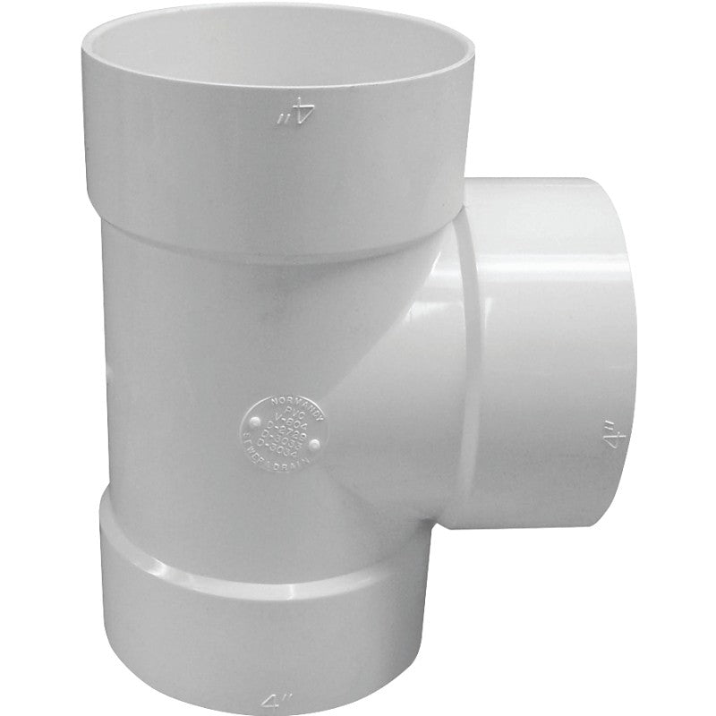 Canplas 414104BC Bullnose Pipe Tee, 4 in, Hub, PVC, White