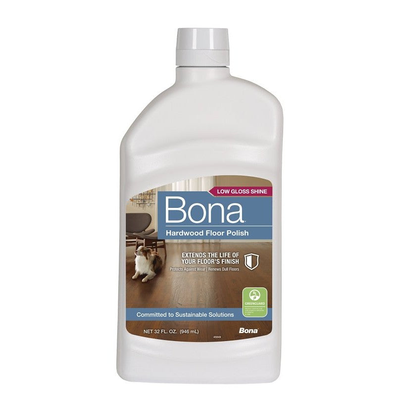 Bona WP500351001 Floor Polish, 32 oz, White, Liquid, Water/Aqua, Acrylic Copolymer, Tributoxyethyl Phosphate