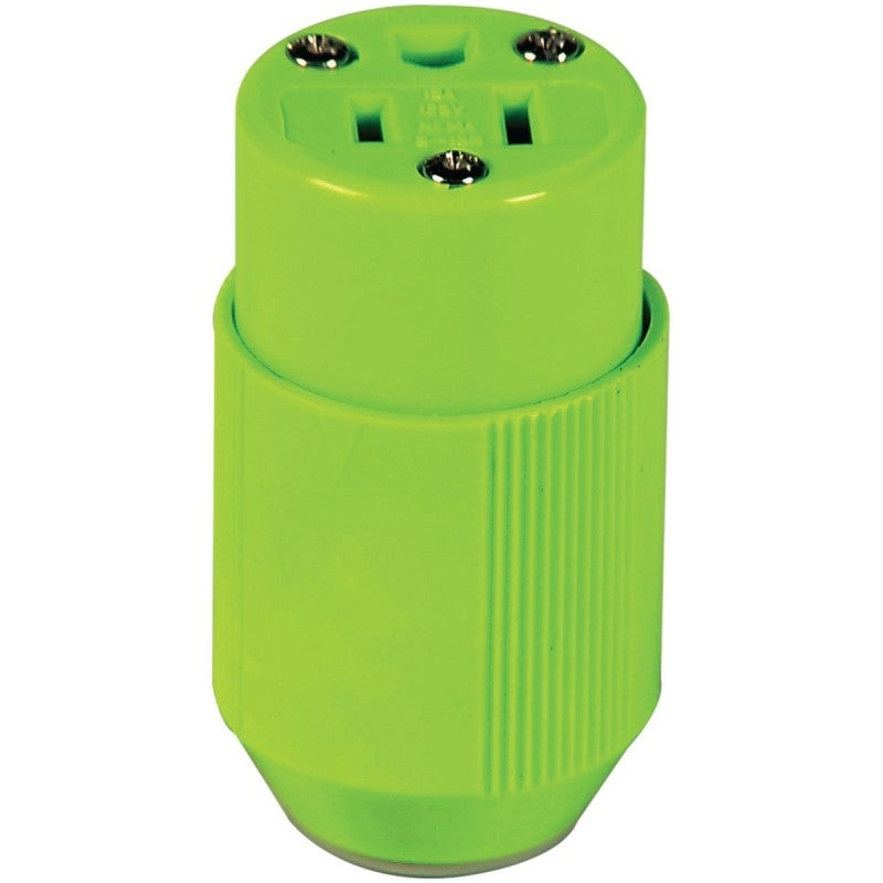Eaton Wiring Devices BP3487-4GN Electrical Connector, 2 -Pole, 15 A, 125 V, NEMA: NEMA 5-15R, Fluorescent Green