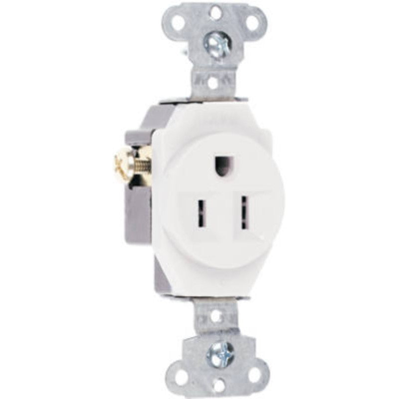 Legrand 5251WCC8 Single Receptacle, Wall Mounting, 2-Pole, 125 VAC, 15 A, Back and Side Wiring, White