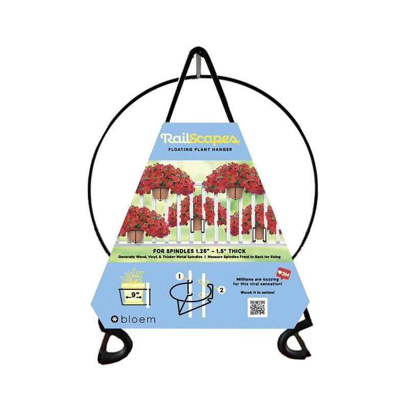 Bloem RailScapes Series RST1-12 Floating Plant Hanger, 11-1/2 in L, 6 in H, Metal, Black, Rail