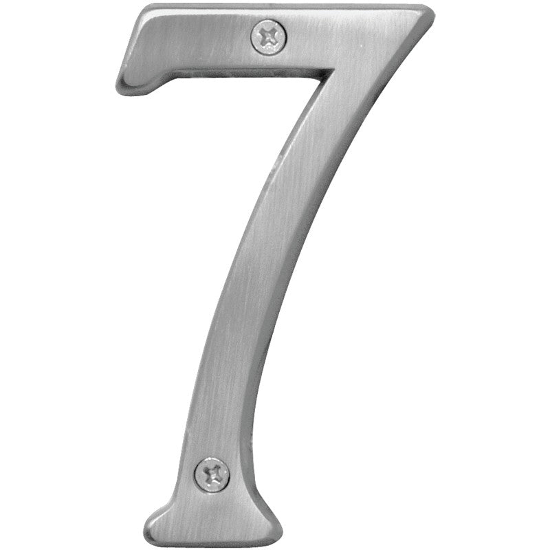 Hy-Ko Prestige Series BR-43SN/7 House Number, Character: 7, 4 in H Character, Nickel Character, Brass (Pack of 3)