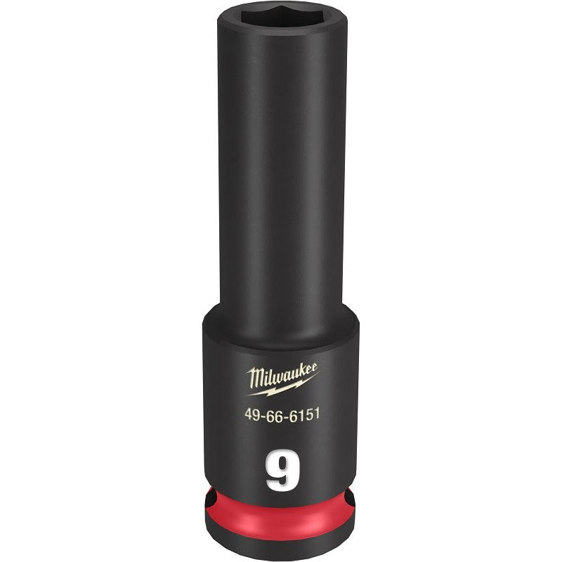 Milwaukee SHOCKWAVE Impact Duty Series 49-66-6151 Deep Impact Socket, 9 mm Socket, 3/8 in Drive, Square Drive, 6-Point