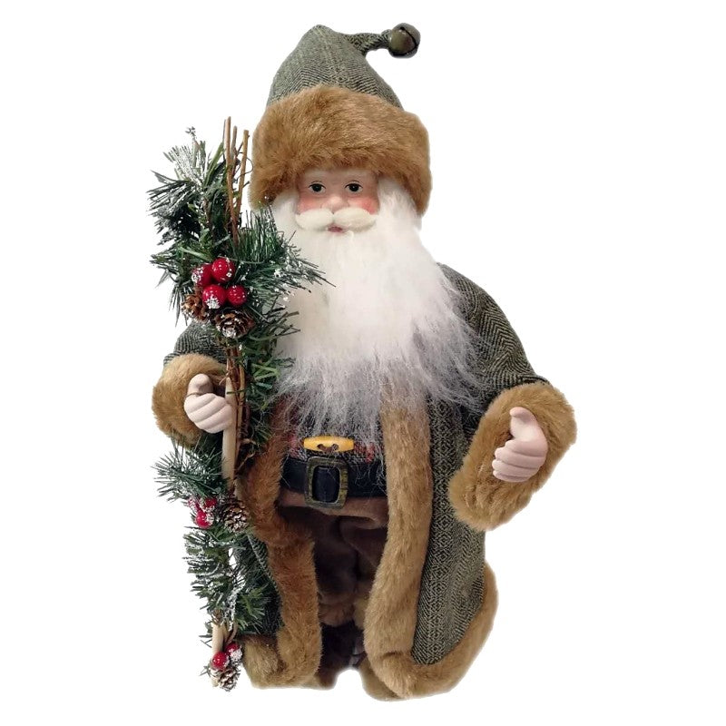 Hometown Holidays 22426 Forest Santa, 6 in L, 4 in W, Brown/Green (Pack of 6)