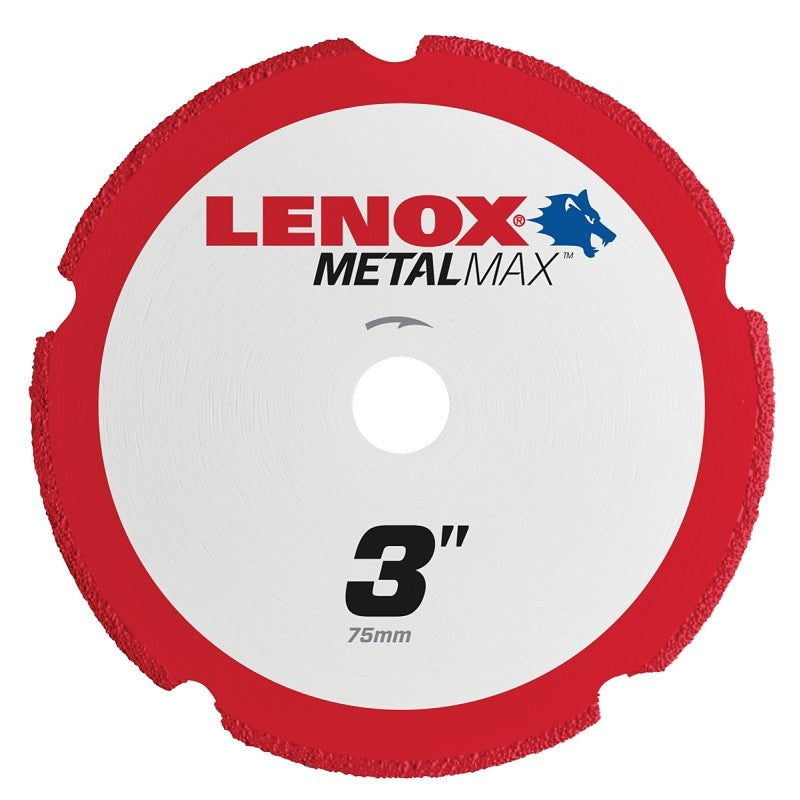 Lenox MetalMax 1972918 Cut-Off Wheel, 3 in Dia, 3/64 in Thick, 3/8 in Arbor, 40, 50 Grit, Diamond Abrasive