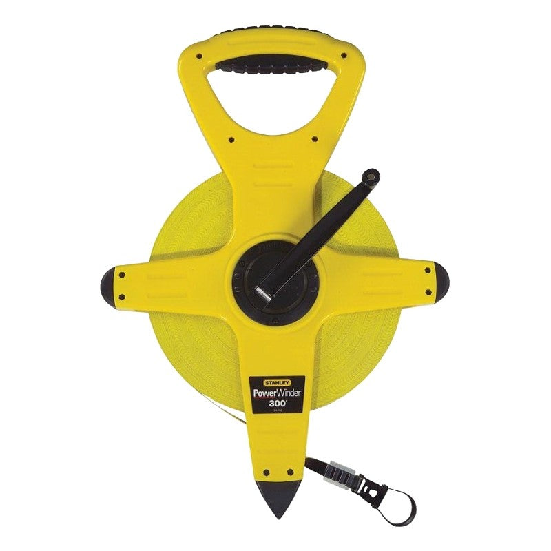 STANLEY 34-762 Measuring Tape, 300 ft L Blade, 1/2 in W Blade, Fiberglass Blade, ABS Case, Black/Yellow Case