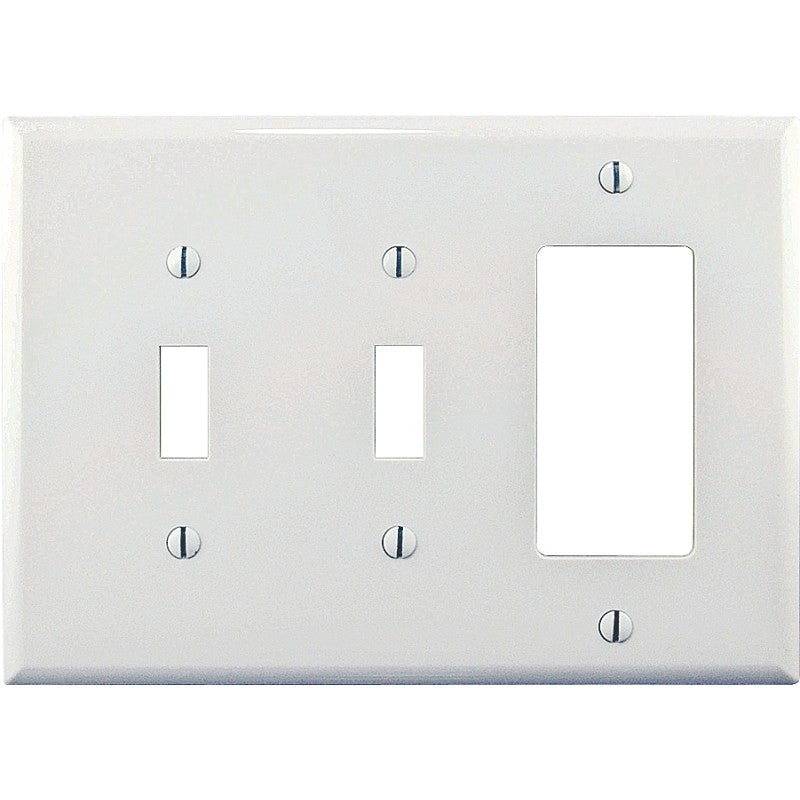 Eaton Wiring Devices PJ226W Combination Wallplate, 4-7/8 in L, 6-3/4 in W, Mid, 3-Gang, Polycarbonate, White, Screw
